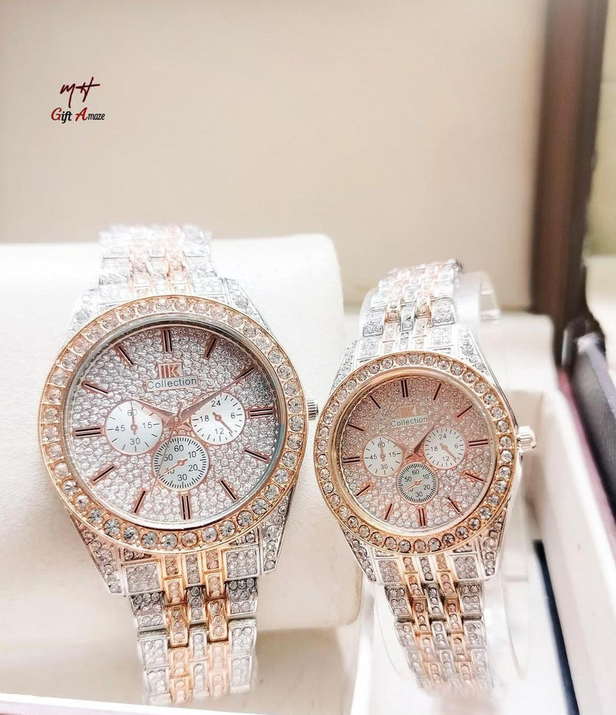 Stylish Quartz Couple Watches - 2 Pcs Set